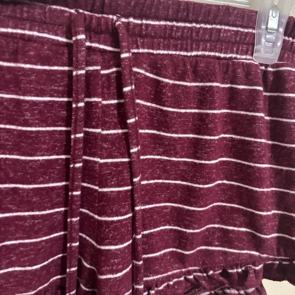 Aero Soft Striped Burgundy Pull On Shorts - Picture 2 of 5